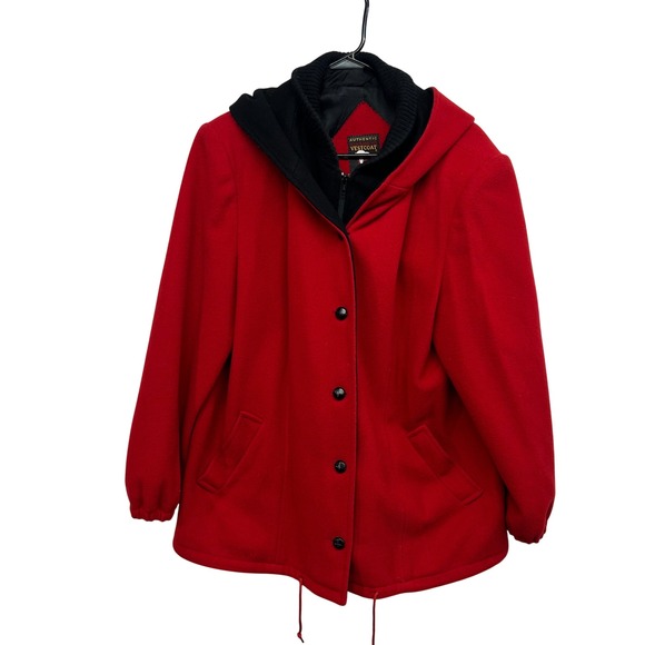 Mackintosh Vestcoat Red Wool Blend Hooded Jacket Button Up Womens Coat - Picture 1 of 11